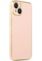 iPhone Uyumlu 14 Kılıf Lopard Parlak Kenarlı Altın Işlemeli Kamera Korumalı Kapak Bark - Rose Gold