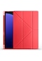 Noktaks - Samsung Galaxy Uyumlu Samsung Galaxy Tab S9 Ultra - Kılıf Kalem Bölmeli Stand Olabilen Origami Tri Folding Tablet Kılıfı - Kırmızı