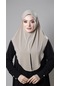 Bej Pratik Hazır Geçmeli Tesettür Eşarp Sandy Kumaş Yırtmaçlı Düz Hijab 2310 12