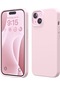 İphone 15 Plus Uyumlu Silikon Kılıf - Pastel Renk Esnek Tam Koruma Kapak - Pudra Pembe