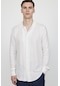 Tudors Slim Fit Uzun Kol Desenli Müslin Kumaş Apaj Yaka Beyaz Gömlek-27490-beyaz
