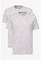 AC&Co / Altınyıldız Classics Erkek Grı Melanj-grı Melanj 2'li Paket Slim Fit Dar Kesim Pamuklu Basic Tişört