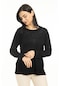 Kadın Orta Yaş Ve Üzeri Yeni Model Yuvarlak Yaka Likralı Anne Penye Bluz 30550-siyah