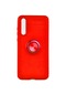 Noktaks - Huawei Uyumlu Huawei P20 Pro - Kılıf Yüzüklü Auto Focus Ravel Karbon Silikon Kapak - Kırmızı
