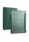 Kilifone - İpad Uyumlu İpad 10.2 2021 9.nesil - Kılıf Kalem Bölmeli Stand Olabilen Origami Tri Folding Tablet Kılıfı - Koyu Yeşil