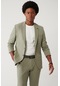 Erkek Açık Haki Mono Yaka Çift Yırtmaçlı Astarsız Bi Stretch Kumaş Comfort Slim Fit Ceket A41y4003
