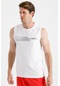 Maraton Sportswear Slimfit Erkek Bisiklet Yaka Kolsuz Basic Beyaz Atlet 20056-Beyaz