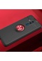 Mutcase - Huawei Uyumlu Mate 10 Pro - Kılıf Yüzüklü Auto Focus Ravel Karbon Silikon Kapak - Siyah-kırmızı