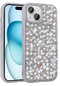 Mutcase - İphone Uyumlu İphone 15 - Kılıf Parlak Parıltılı Taşlı Şık Linea Kapak - Gümüş