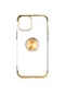 Tecno - İphone Uyumlu İphone 12 - Kılıf Yüzüklü Kenarları Renkli Arkası Şeffaf Gess Silikon - Gold