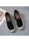 Siyah Kadın Flats Ayakkabı Bayanlar Tuval Üzerinde Kayma Tembel Loafer'lar Nefes Espadrilles İlkbahar Sonbahar Ayakkabı