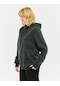 Bella Dossi Kadın Baskısız Sade Ve Sportif Kalın Kapşonlu Kanguru Cepli Rahat Sweat Hoodie Haki
