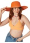 Kadın Turuncu Geniş Hasır Plaj Şapkası-26089 - Std