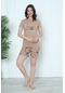 Mr 4300 Pamuklu Kısa Kollu Şortlu Penye Takım Pijama Takımı Nar Desenli Vizon