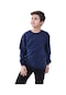 Unisex Basic Bisiklet Yaka Şardonlu Çocuk Sweatshirt 3-10 Yaş Lacivert