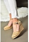 Fox Shoes P241612017 Ten Hasır Dolgu Topuklu Kadın Ayakkabı Ten-hasir