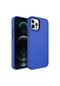 Noktaks İphone Uyumlu 12 Pro Max - Kılıf Metal Çerçeve Tasarımlı Sert Btox Kapak - Saks Mavi