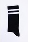 Tudors Unisex Çizgili Siyah Kolej Tenis Çorabı-28758 - Erkek