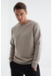 Tommy Life Koyu Bej Basic O Yaka Rahat Form Erkek Sweatshirt - 88053 Koyu Bej