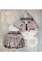 Zincir Kemerli Üçlü Takım Kız Çocuk Elbise - Krem