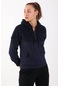 Maraton Sportswear Regular Kadın Kapşonlu Uzun Kol Basic Açık Lacivert Sweatshirt 18185-açık Lacivert