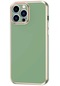 iPhone Uyumlu 12 Pro Max Kılıf Lopard Parlak Kenarlı Altın Işlemeli Kamera Korumalı Kapak Bark - Açik Yeşil
