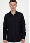 Tudors Klasik Fit Çift Cep Pamuk Keten Erkek Siyah Gömlek-27401-siyah