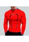 Kırmızı Erkekler Spor Salonu Spor Tişört Gömlek Slim Fit T Gömlek Erkekler Hızlı Kuru Koşu Gömlek Erkekler Egzersiz Tees Spor Üstleri Büyük Boy T-shirt