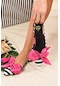 Fox Shoes Siyah/beyaz/fuşya Kumaş Kadın Babet H726809004 Siyah/beyaz/fuşya