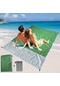 Ecoworld 140x200cm Su Geçirmez Plaj Battaniyesi 210t Polyester Mandallı Kamp Matı - Yeşil/gri Gri - Yeşil