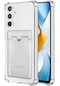 Samsung Galaxy A24 Uyumlu Kılıf Extra Köşe Korumalı Kartlıklı Cüzdanlı Silikon Kapak Şeffaf