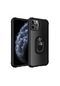 Noktaks - iPhone Uyumlu 11 Pro Max - Kılıf Yüzüklü Arkası Şeffaf Koruyucu Mola Kapak - Siyah