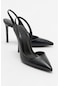 Luvishoes Twine Siyah Cilt Kadın Topuklu Ayakkabı