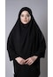 Siyah Pratik Hazır Geçmeli Tesettür Eşarp Medine İpeği Bağcıklı Sufle Hijab 2301 01