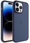 iPhone Uyumlu 14 Pro Kılıf Metal Buzlu Transparan Çerçeve, Hassas Butonlu Renkli Kapak May - Lacivert