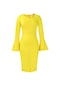 Ikbb Kadın Düz Renk Büyük Beden Elbise Sarı