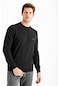 Maraton Sportswear Comfort Erkek Bisiklet Yaka Uzun Kol Basic Siyah-siyah Sweatshirt 19177-siyah-siyah