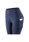 Lacivert Yoga Tayt Egzersiz Yüksek Belli Mat Fırçalanmış Cepler Slim Fit Spor Kadın Spor Giyim Pantolon Pantolon Düz Renk