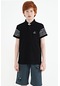 Tommy Life Siyah Kol Baskı Detaylı Standart Kalıp Polo Yaka Erkek Çocuk T-shirt - 11093 Siyah