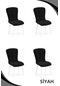 Haman 4 Adet Safir Serisi Babyface Kumaş Beyaz Ahşap Gürgen Ayaklı Mutfak Sandalyeleri Siyah