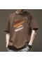 Yarım Kol Pamuklu Tok Kumaş Moda Ve Şık Erkek Yazlık Tshirt Kahverengi