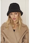 Siyah Kadın Peluş Kova Model Balıkçı Bucket Hat Kışlık Şapka - Unisex