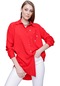 Kadın Kırmızı Önü Taş Süslemeli Gömlek-20456-kırmızı