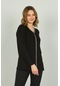 Detay Triko Kadın V Yaka Taş Detaylı Uzun Kol Bluz 4506 Siyah
