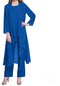 Avrupa Ve Amerika'da Yeni Kadın Giyim Düz Renk İnce Taze Gündelik Moda Pantolon Üç Parçalı Takım Elbise Mavi