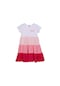 Lovetti Beyaz+ Fuşya Kız Çocuk Kısa Kol Fiyonklu Renkli Kat Kat Elbise 9242W006