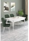 Vena Beyaz Desen 70x110 Sabit Mutfak Masası 4 Adet Sandalye Haki