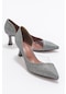 Luvishoes 353 Platın Simli Topuklu Kadın Ayakkabı