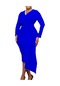 İkkb V Yaka Uzun Kollu Askılı Elbise Mavi