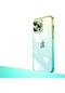 iPhone Uyumlu 13 Pro Max Kılıf Parlak Renk Geçişli Kamera Korumalı Lopard Senkron Kapak - Yeşil-mavi